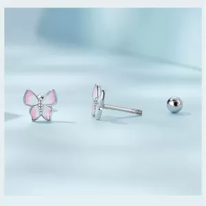 Обетки  Pink butterfly earrings   Ninabox®