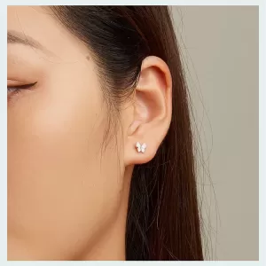 Обетки  Pink butterfly earrings   Ninabox®