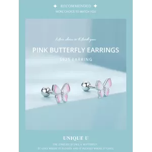 Обетки  Pink butterfly earrings   Ninabox®