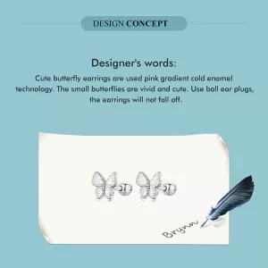 Обетки  Pink butterfly earrings   Ninabox®