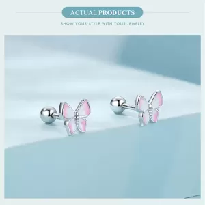 Обетки  Pink butterfly earrings   Ninabox®