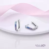 Обетки  Blue purple crystal earrings Ninabox®
