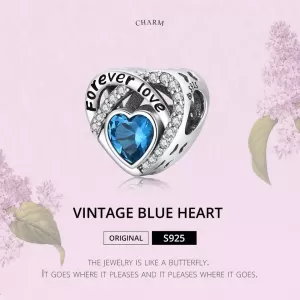 Чармс приверзок Vintage blue heart Ninabox®