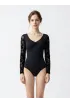 Minerva Flower LS Black - Трико за балет 