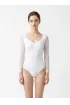 Minerva Mesh LS White - Трико за балет 