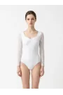 Minerva Mesh LS White - Трико за балет 