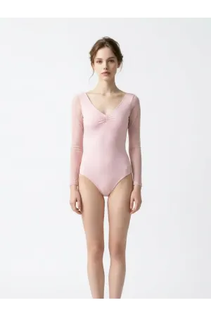 Minerva Mesh LS Pink - Трико за балет 