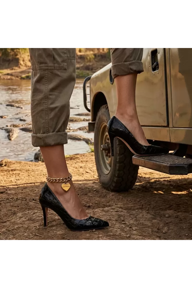 Executive Croc Leather Pumps – Italian Business Heels 7 cm