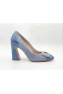 Luna Italian Leather Pumps – Sky Blue Buckle Edition