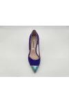 Electric Blue Suede Stiletto Heels with Metallic Turquoise Toe