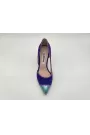 Electric Blue Suede Stiletto Heels with Metallic Turquoise Toe