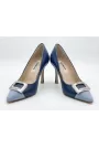 Italian Leather Comfortable Pumps – Blue  High Heels