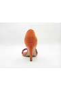 Orange Suede Stiletto High Heel Sandals with Ankle Strap