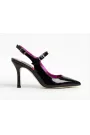 Ljutikova Noir T-Strap Patent Leather Stiletto Pumps