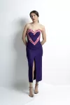 Purple Midi Silhouette Heart Shaped Open Leg Dress