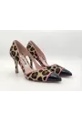 Urban Jungle Leopard Leather Stiletto Heels – Pink Trim & Croc Toe