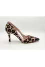 Urban Jungle Leopard Leather Stiletto Heels – Pink Trim & Croc Toe