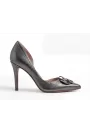 Noir Italian Leather Pumps – Graphite Metallic Edition