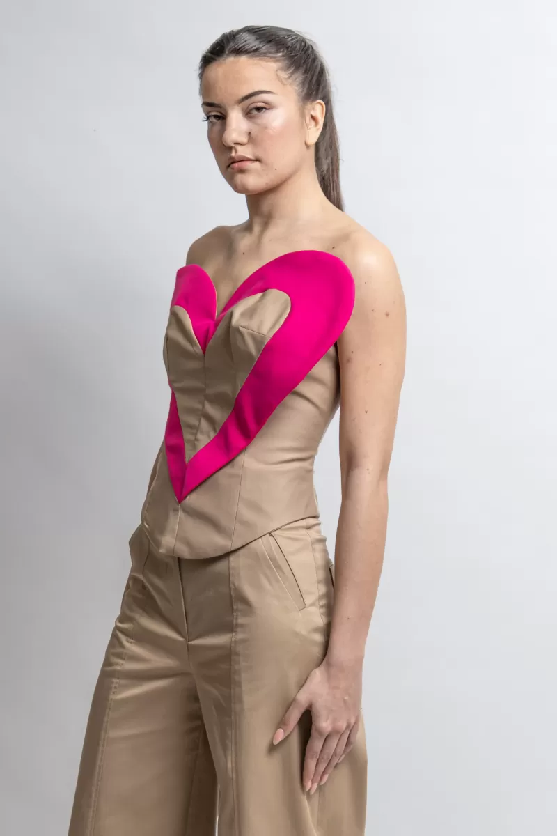 Beige Corset 3D Heart Shape 