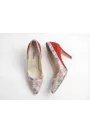 Flora Italian Leather Pumps – Red Suede & Floral Edition