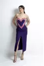 Purple Midi Silhouette Heart Shaped Open Leg Dress