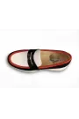 Milano Italian Leather Platform Loafers – Black White & Red Edition