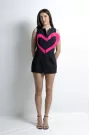 Black Vest with 3D Heart Appliqué with  Structured Silhouette