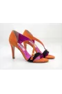 Orange Suede Stiletto High Heel Sandals with Ankle Strap