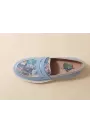 Azzurro Italian Leather Platform Loafers – Sky Blue Floral Edition