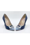 Italian Leather Comfortable Pumps – Blue  High Heels
