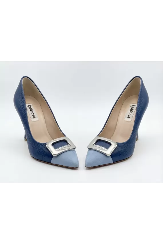 Italian Leather Comfortable Pumps – Blue  High Heels