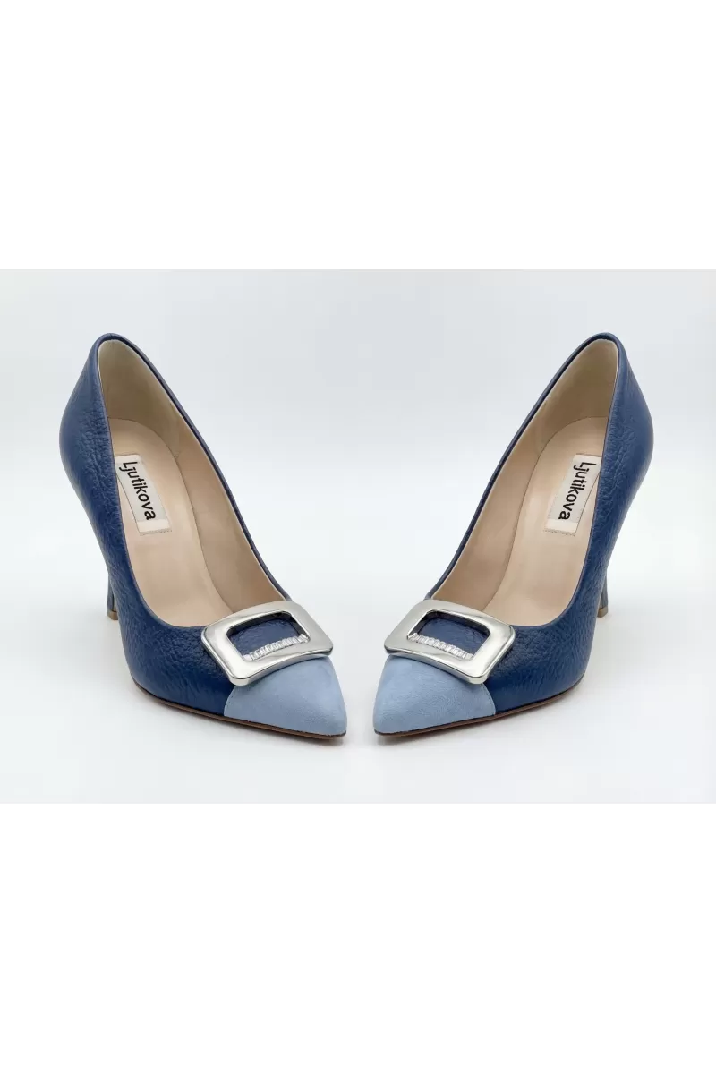 Italian Leather Comfortable Pumps – Blue  High Heels