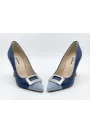 Italian Leather Comfortable Pumps – Blue  High Heels