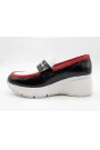 Milano Italian Leather Platform Loafers – Black White & Red Edition