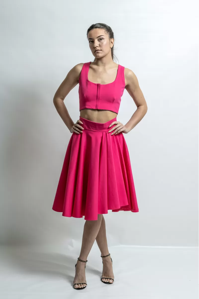 High Waist Voluminous Skirt - Magenta pink hue